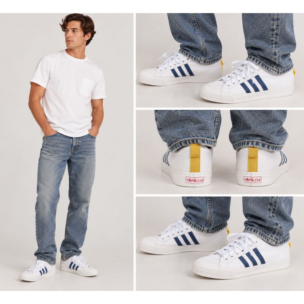 ADIDAS Nizza 3 Stripe Sneakers White 11 NEW NWOB